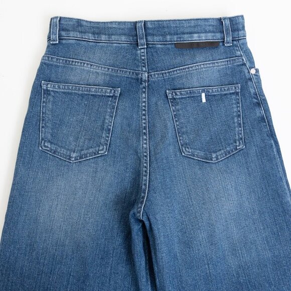 Stella McCartney Lace Hem Cropped Wide Leg Jeans Medium Wash Size 28 - Picture 9 of 14